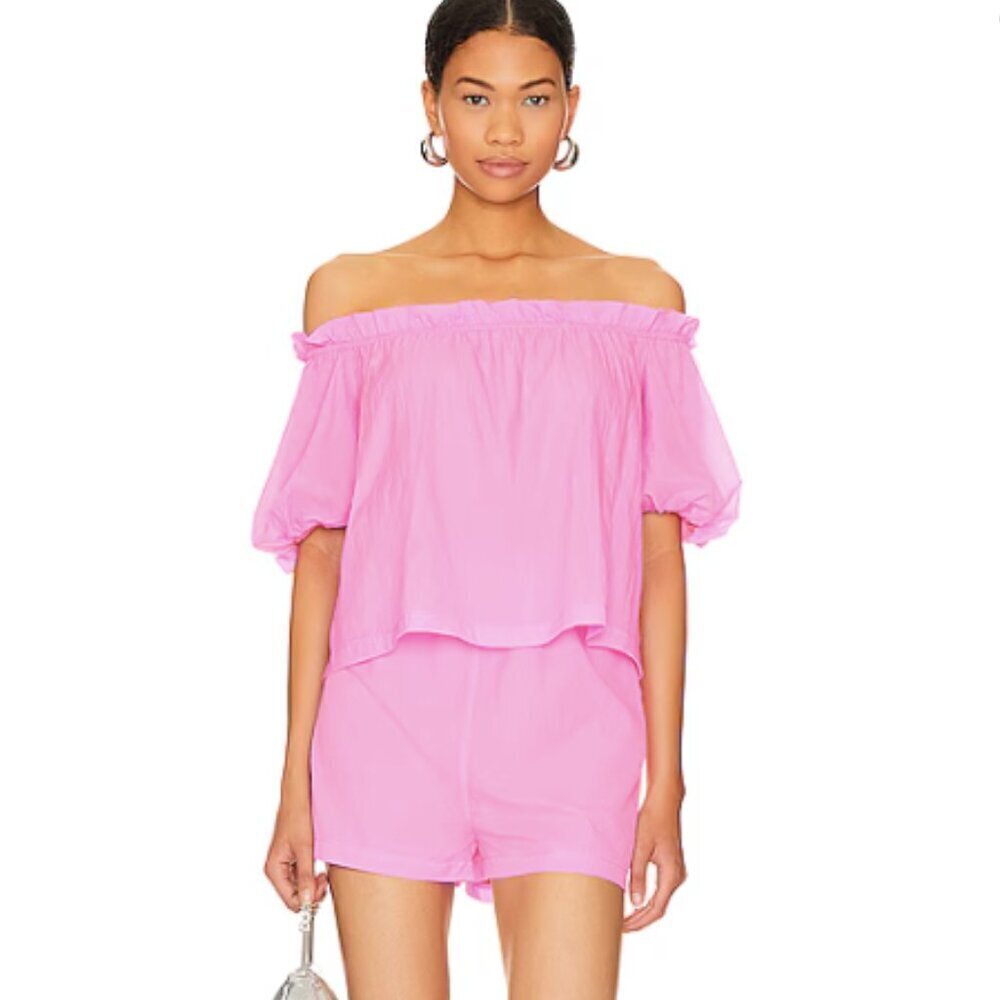 Amanda Uprichard Pink Off-Shoulder Romper